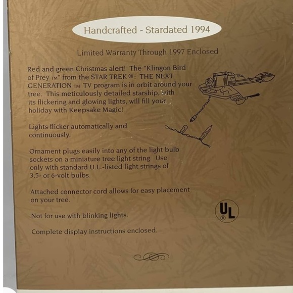 Hallmark Star Trek Klingon Bird of Prey Ornament 1995 - Picture 3 of 4
